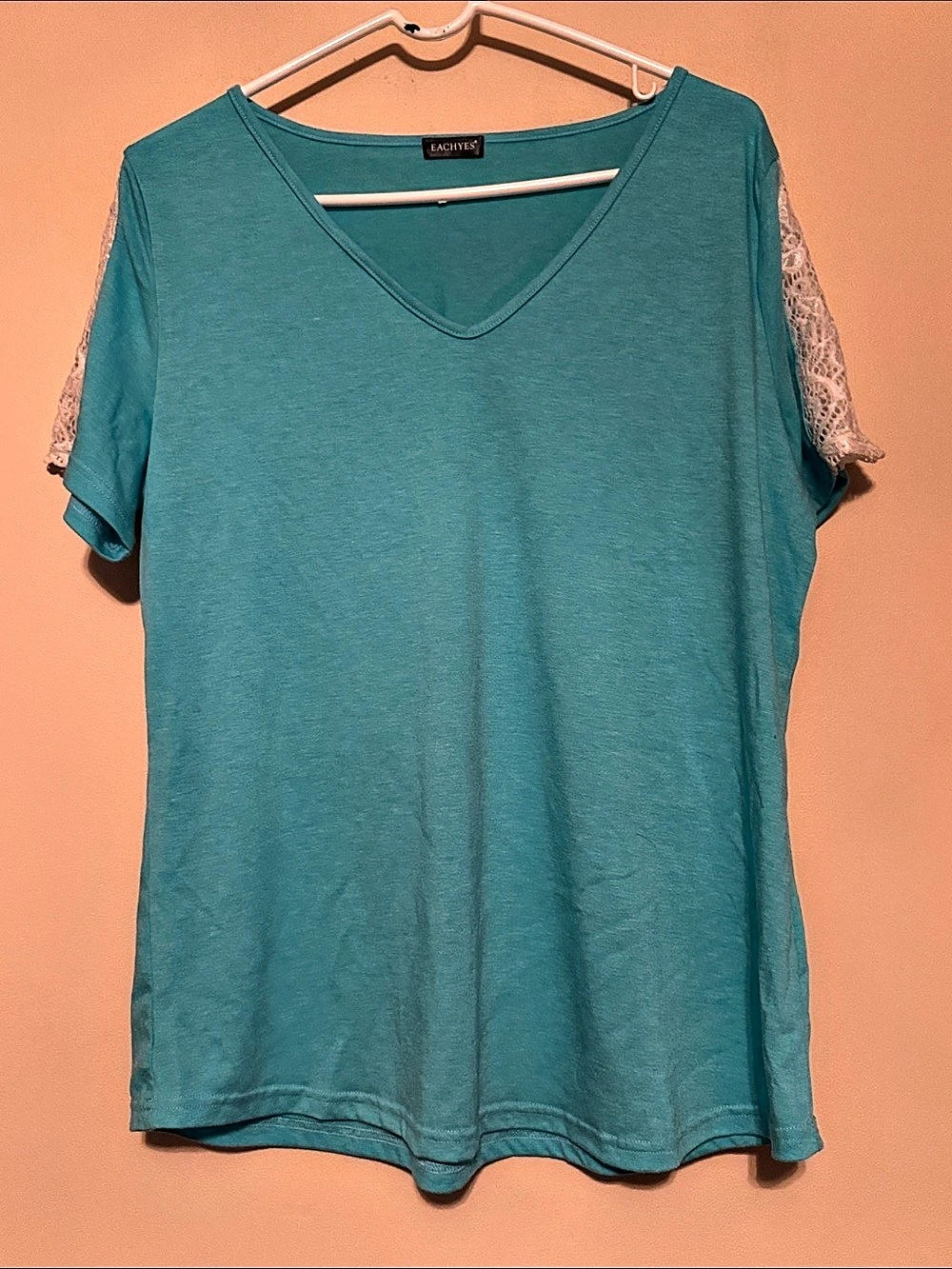 Women's V-Neck Short Sleeve Top in Blue